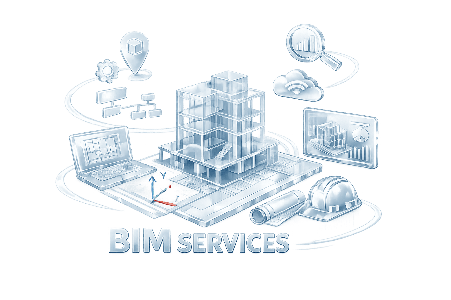BIM modeling and coordination process for architectural, structural, and MEP construction projects